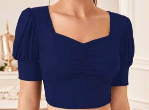 Navy Blue Crop Top