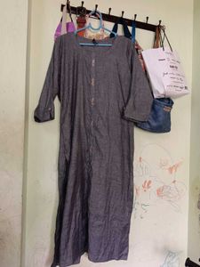 Gray Embroidered Detail Kurti