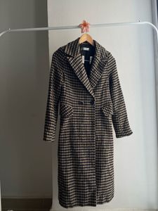 HOUNDSTOOTH LONG LINE Single Breasted Overcoat