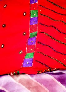 Handwork Chikenkari Red Embroidered Kurta