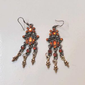 Beautiful Earrings Orange Stone