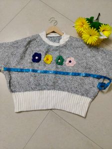 Floral Applique Knit Sweater
