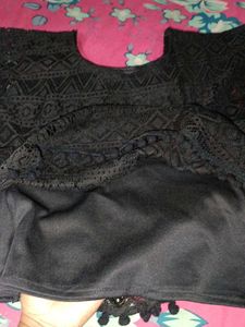 Party laser cut women black top