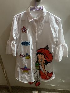 Pretty Sensational Women White Patch Shirts