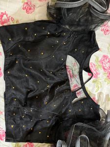 Fancy Sleeve Black Blouse
