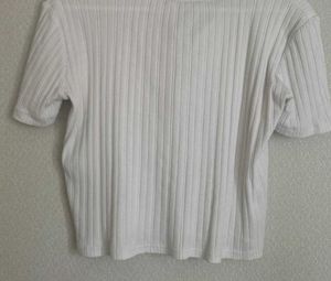 White Ribbed Knit Top