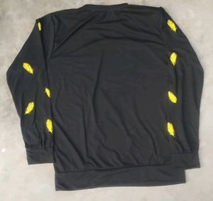 Men&#39;s Black Leaf Printed Full Sleeves T-shirts