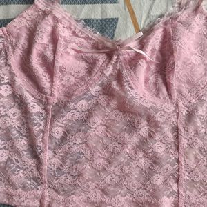 Pink Lace Cami Top Bust 30