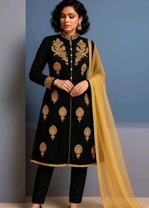 Ethnic Kurta With Skirt, Dupatta & Chudidar Pajama