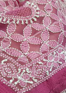 Pink Original Lukhnavi Embroidered Kurti