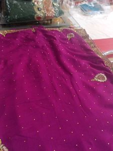 Purple &amp; Gold Embellished Saree