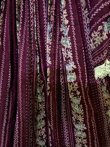 Purple Color Crocheted Neck Midi Dress