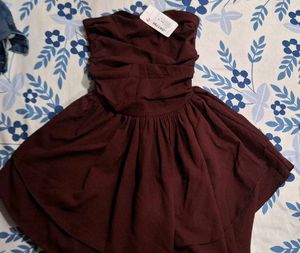 Maroon Strapless Mini Dress