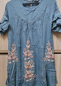Blue Embroidered Dress 💙👗
