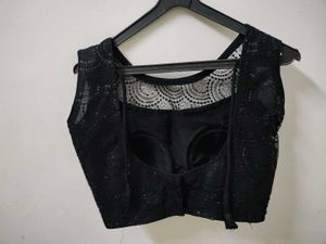 Black  Padded Net Blouse