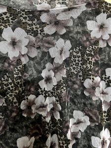 Sheer Floral &amp; Leopard Print Mock Neck Top
