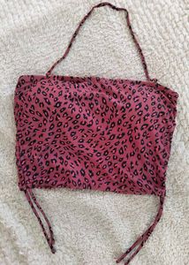 DECREE LeopardPrint Ruched Halter CropTop🐾