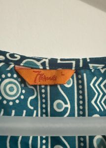 Indigo Blue Handblock Printed Straight Kurti
