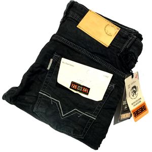 Black Washed Diesel Slim-Fit Jeans for Men Size 30