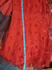 Red Floral Applique Tunic Dress