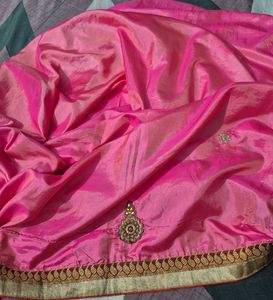 Pink Embellished Saree