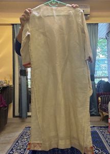 Golden Embroidered Cotton Kurta Set