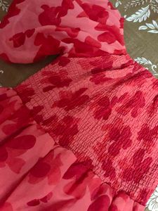 Red Floral Off-Shoulder Dress