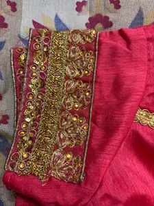 Pink &amp; Gold Embroidered Lehenga Saare