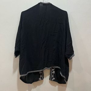 Embroidered Black Kimono Shrug