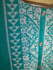 Shiny Cyan Embroidery Kurta