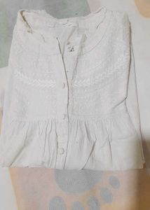 White Ruffle Top