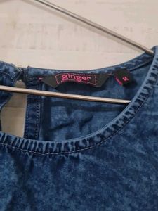 Denim Cold Shoulder Top