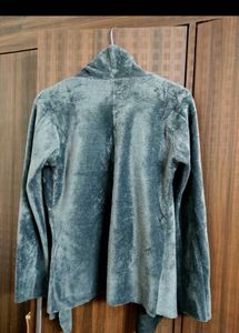 Gray Velvet Open Front Cardigan 🩶