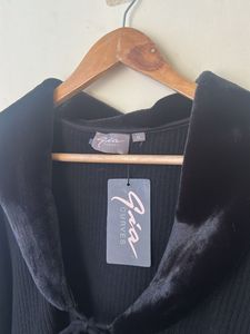 Gia Black Tie-Front Sweater