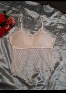 White Polka Dot Lace Cami