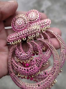 Pink Beaded Statement Earrings