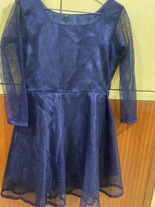 Navy Blue Mesh Dress