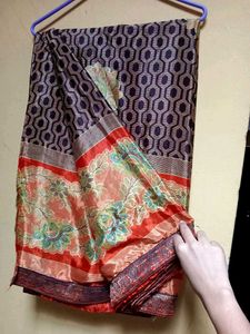 Crepe Floral Saree With Blouse 🤎