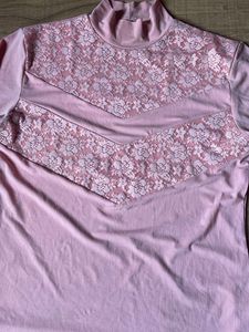 Pink Lace Detail Top