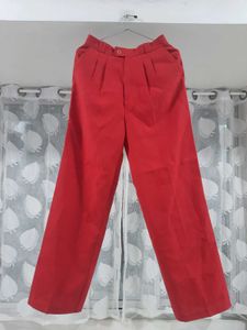 Red High-Waist Formal Trousers | Elegant