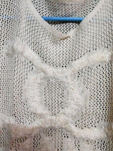 Crochet Knit Off-white Top