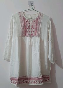White Top Pink Embroidery