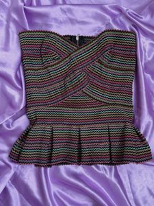 Retro Zigzag Peplum Top