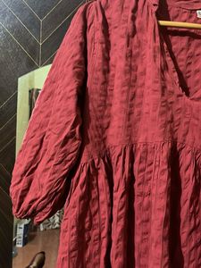 Red V-Neck Babydoll Dress