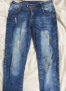 Y2K Distressed Blue Straight Fit Jeans