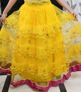 Yellow Ruffled Ethnic Skirt