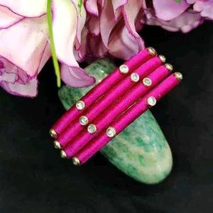 Pink & Gold Embellished Bangles - Set of 4