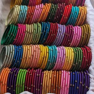 Colorful Thread Bangles (Pack Of 6) Or 3pair