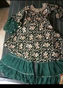 Paplum Top With Garara N Dupatta