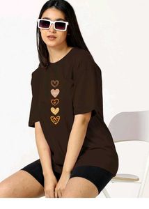 TQH Heart Graphic Oversized T-shirt, XL SIZE